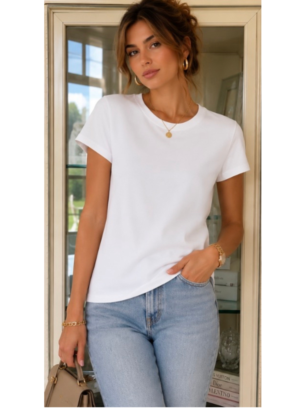 Nili Lotan White Short Sleeve Tee Size M New!